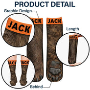 Gift For Men,Gift For Yourself,Gifts For Him,Humorous,Hunting,Icon - Funny Gag Gift For Hunters - Personalized Animal Paw Illusion Socks