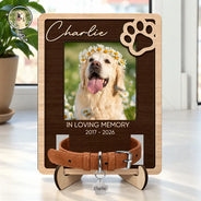 Custom Photo,Memorial,Pet Lovers,Pet Memorial,Sympathetic,Upload Full Photo - Pet Memorial Gift - Personalized Custom Photo In Loving Memory 2-Layered Wooden Plaque With Stand