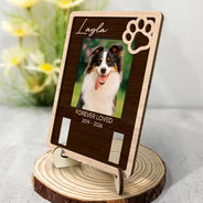 Custom Photo,Memorial,Pet Lovers,Pet Memorial,Sympathetic,Upload Full Photo - Pet Memorial Gift - Personalized Custom Photo In Loving Memory 2-Layered Wooden Plaque With Stand