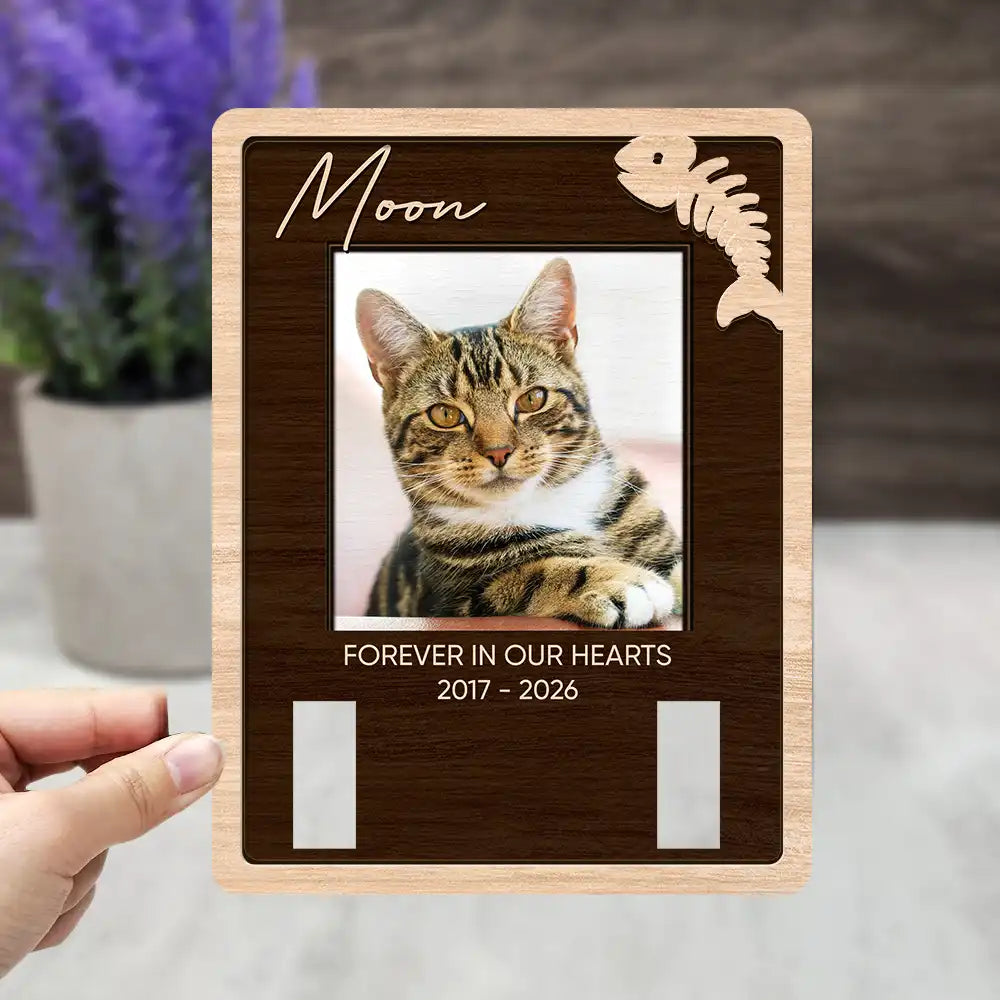Custom Photo,Memorial,Pet Lovers,Pet Memorial,Sympathetic,Upload Full Photo - Pet Memorial Gift - Personalized Custom Photo In Loving Memory 2-Layered Wooden Plaque With Stand