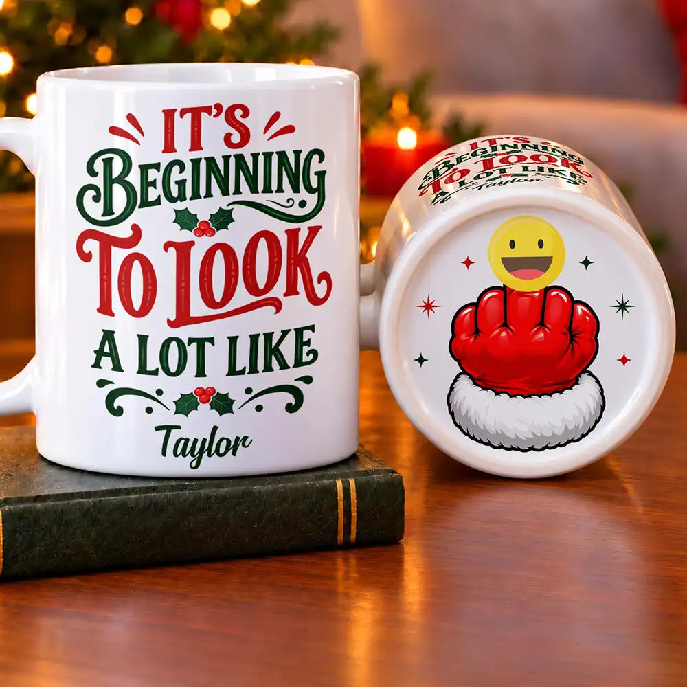 Afro Besties,Christmas,Gift For Bestie,Icon,Sarcastic - Christmas Gag Gift For Bestie, Best Friend, Coworker - Personalized Festive Middle Finger Bottom Print Mug