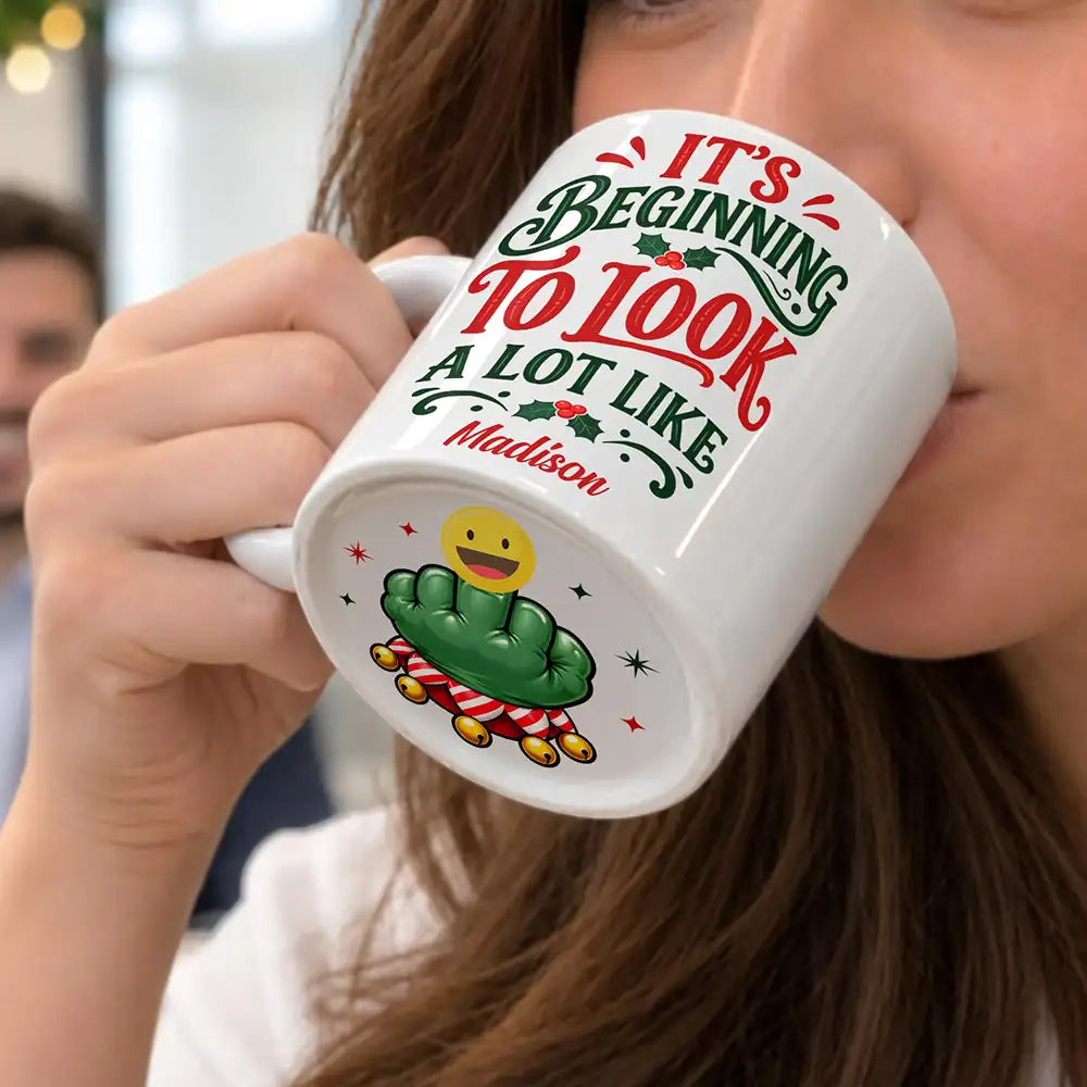 Afro Besties,Christmas,Gift For Bestie,Icon,Sarcastic - Christmas Gag Gift For Bestie, Best Friend, Coworker - Personalized Festive Middle Finger Bottom Print Mug