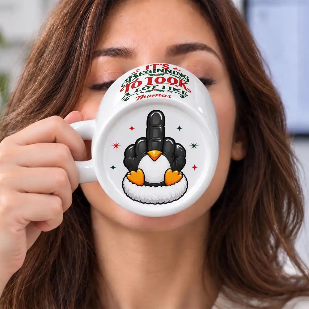 Afro Besties,Christmas,Gift For Bestie,Icon,Sarcastic - Christmas Gag Gift For Bestie, Best Friend, Coworker - Personalized Festive Middle Finger Bottom Print Mug