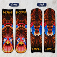 Gift For Yourself, Gifts For Her, Gifts For Him, Humorous, Icon - Funny Gag Gift For Yourself Friends Coworkers - Personalized Chicken Duck Bird F-Caw-F Socks