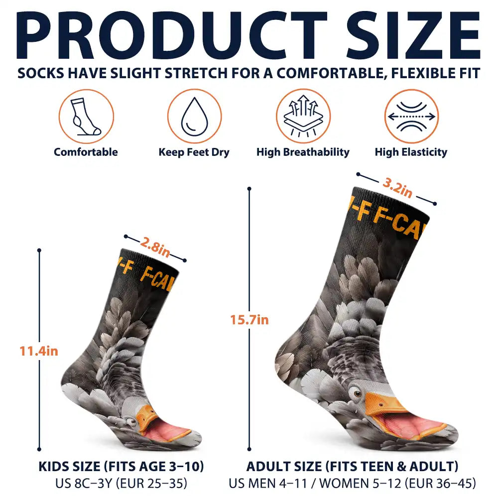 Gift For Yourself, Gifts For Her, Gifts For Him, Humorous, Icon - Funny Gag Gift For Yourself Friends Coworkers - Personalized Chicken Duck Bird F-Caw-F Socks