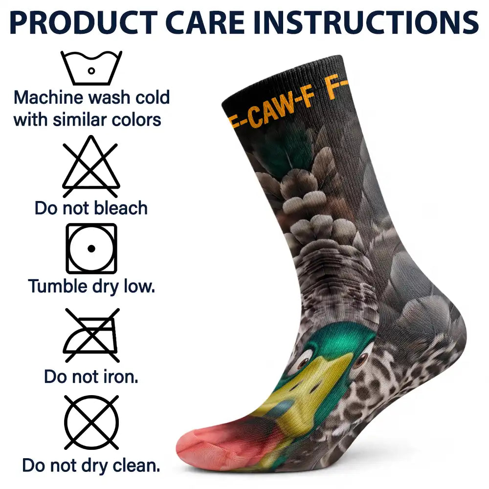 Gift For Yourself, Gifts For Her, Gifts For Him, Humorous, Icon - Funny Gag Gift For Yourself Friends Coworkers - Personalized Chicken Duck Bird F-Caw-F Socks