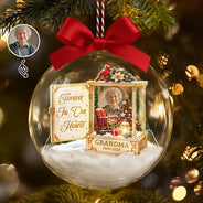 Christmas,Custom Photo,Family,Memorial,Memorial Loved One,Sympathetic,Upload Full Photo - Sympathy Gift For Loss Of Loved One - Personalized Custom Photo Forever In Our Hearts 3D Acrylic Ball Ornament