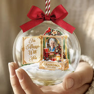Christmas,Custom Photo,Family,Memorial,Memorial Loved One,Sympathetic,Upload Full Photo - Sympathy Gift For Loss Of Loved One - Personalized Custom Photo Forever In Our Hearts 3D Acrylic Ball Ornament