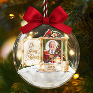 Christmas,Custom Photo,Family,Memorial,Memorial Loved One,Sympathetic,Upload Full Photo - Sympathy Gift For Loss Of Loved One - Personalized Custom Photo Forever In Our Hearts 3D Acrylic Ball Ornament