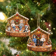 Christmas,Dog Couple,Dog Lovers,Gift For Couples,Happy,Pet Lovers,Vector - Christmas Gift For Pet Couples - Personalized You & Me And The Dogs Wooden Ornament