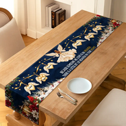 Christmas,Custom Text,Family,Memorial,Sentimental,Top Market - Christmas Memorial Gift For Family - Personalized Names Angel And Cardinal Heaven Hearts Table Runner