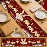 Christmas,Custom Text,Family,Memorial,Sentimental,Top Market - Christmas Memorial Gift For Family - Personalized Names Angel And Cardinal Heaven Hearts Table Runner