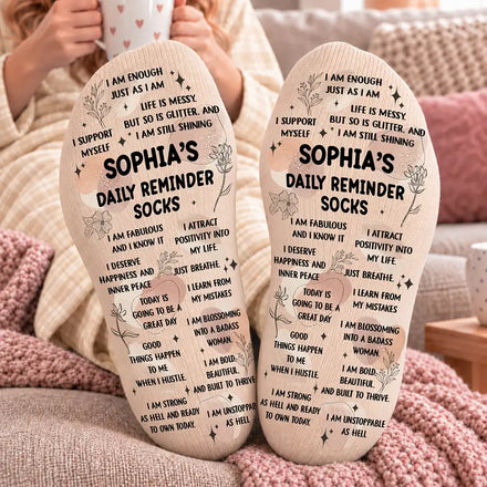 Gift For Her, Coworkers, Friends - Personalized Daily Reminder Socks