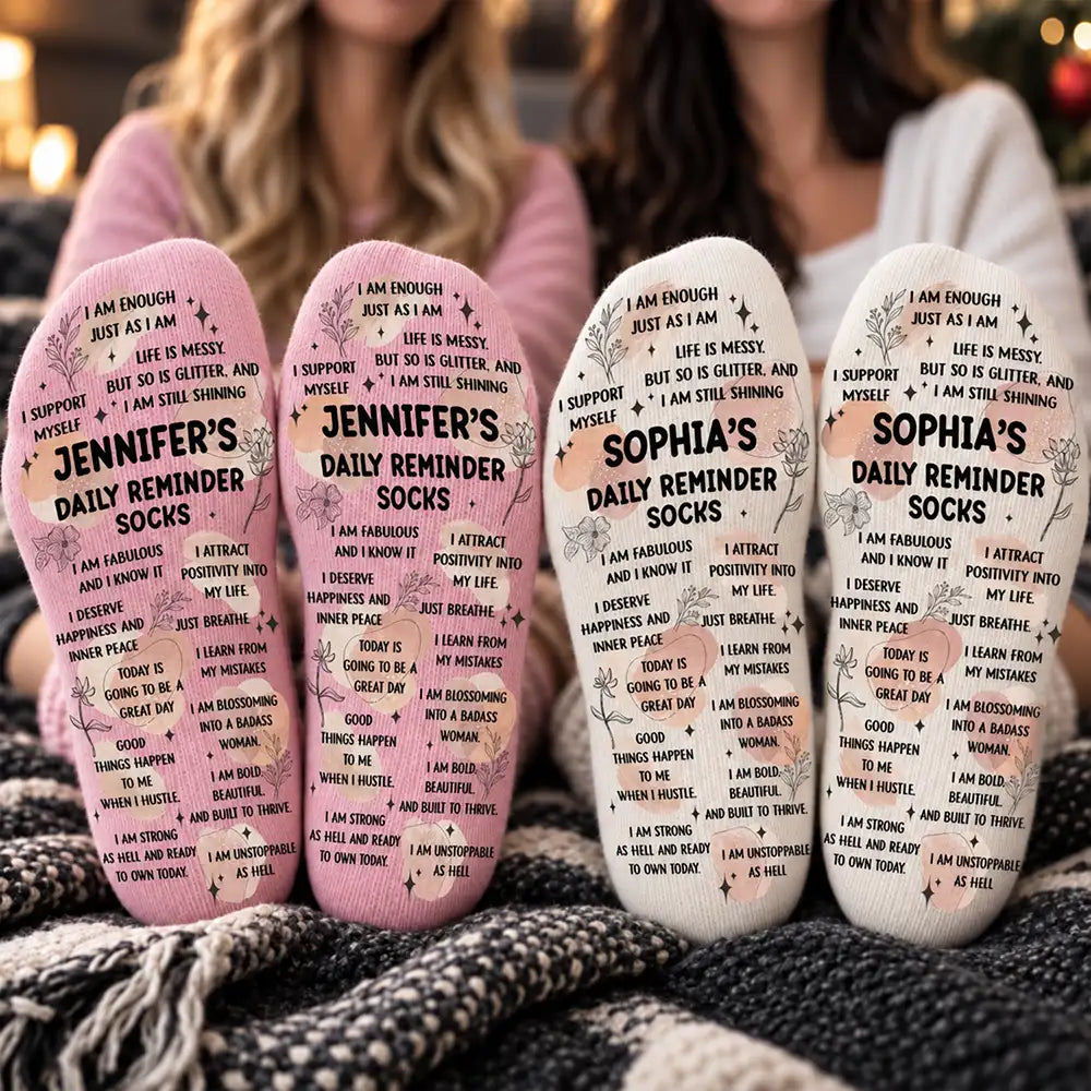 Christmas,Custom Text,Gift For Women,Gift For Yourself,Gifts For Her,Happy,Top Market - Gift For Her, Coworkers, Friends - Personalized Daily Reminder Socks