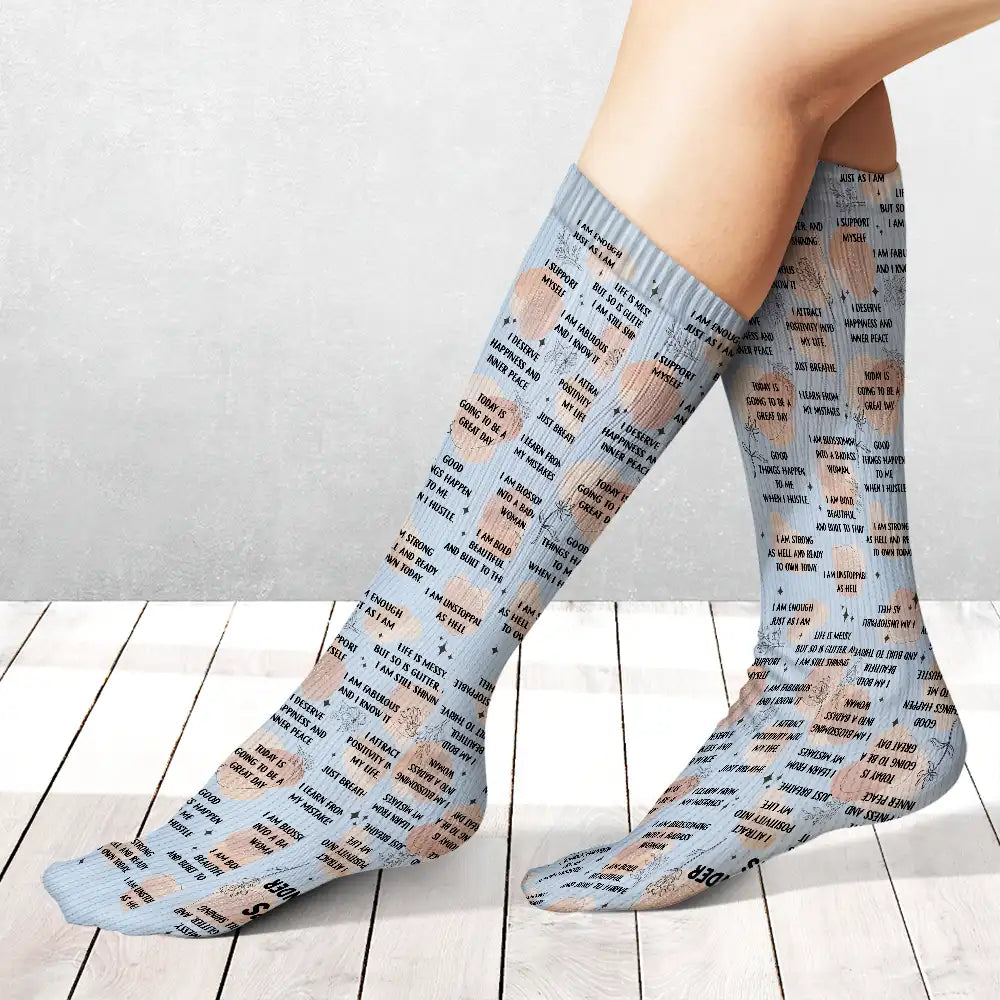 Christmas,Custom Text,Gift For Women,Gift For Yourself,Gifts For Her,Happy,Top Market - Gift For Her, Coworkers, Friends - Personalized Daily Reminder Socks