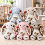 Anniversary,Christmas,Custom Photo,Gift For Couples,Old Couples,Romantic,Top Market,Upload Full Photo - Anniversary Gift For Couples - Personalized Custom Photo Heart Soft Toy Bunny