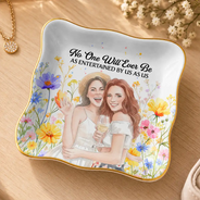 Afro Besties,Art Design,Christmas,Custom Photo,Gift For Bestie,Humorous,Photo - Vivid Watercolor Art,Top Market - Gift For Best Friend - Personalized Custom Photo Watercolor Entertained By Us As Us Floral Ring Dish