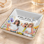 Afro Besties,Art Design,Christmas,Custom Photo,Gift For Bestie,Humorous,Photo - Vivid Watercolor Art,Top Market - Gift For Best Friend - Personalized Custom Photo Watercolor Entertained By Us As Us Floral Ring Dish