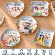Afro Besties,Art Design,Christmas,Custom Photo,Gift For Bestie,Humorous,Photo - Vivid Watercolor Art,Top Market - Gift For Best Friend - Personalized Custom Photo Watercolor Entertained By Us As Us Floral Ring Dish