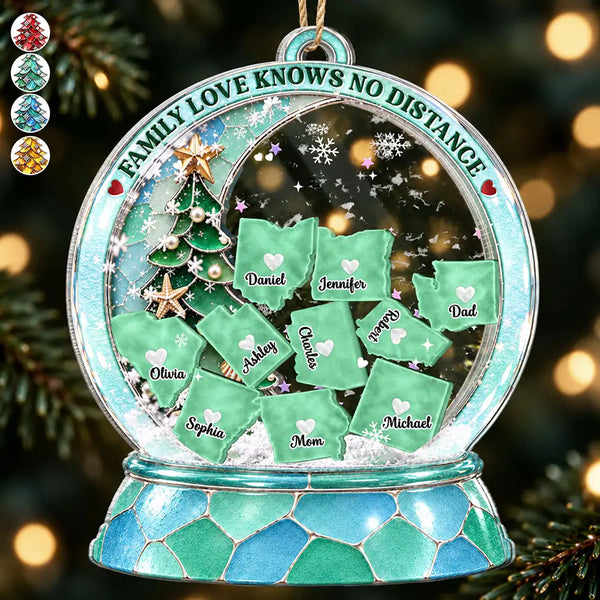Christmas,Family,Gift For Sibling,Icon,Long Distance,Sentimental - Long Distance Gift For Siblings, Family - Personalized Family Love 3-Layered Acrylic Shaker Ornament