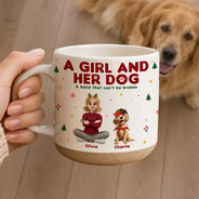 Christmas,Pet Lovers,Playful,Vector - Christmas Gift For Pet Lover - Personalized A Girl And Her Dog Pottery Mug