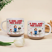 Christmas,Pet Lovers,Playful,Vector - Christmas Gift For Pet Lover - Personalized A Girl And Her Dog Pottery Mug