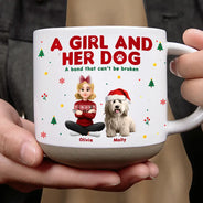 Christmas,Pet Lovers,Playful,Vector - Christmas Gift For Pet Lover - Personalized A Girl And Her Dog Pottery Mug
