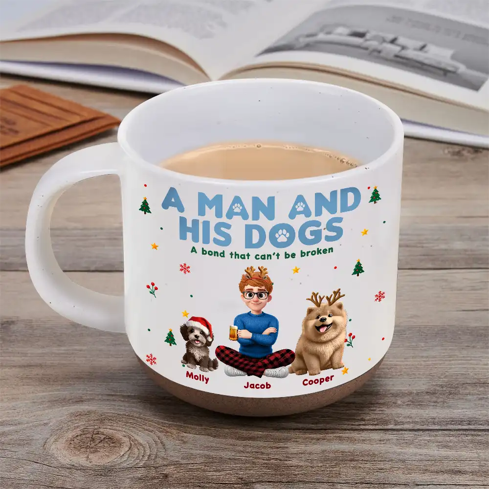Christmas,Pet Lovers,Playful,Vector - Christmas Gift For Pet Lover - Personalized A Girl And Her Dog Pottery Mug