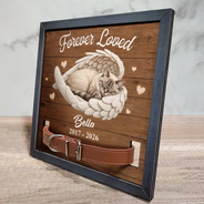 Art Design,Custom Photo,Memorial,Pet Lovers,Pet Memorial,Photo - Sleeping Dog Cat Baby,Sentimental - Pet Memorial Gift - Personalized Custom Photo Angel Wings Pet Loss Sign, Collar Frame