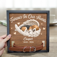 Art Design,Custom Photo,Memorial,Pet Lovers,Pet Memorial,Photo - Sleeping Dog Cat Baby,Sentimental - Pet Memorial Gift - Personalized Custom Photo Angel Wings Pet Loss Sign, Collar Frame