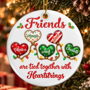 Afro Besties,Christmas,Gift For Bestie,Icon,Sentimental,Top Market - Christmas Gift For Best Friends - Personalized Names Friends Are Tied Together With Heartstrings Circle Ceramic Ornament