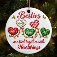 Afro Besties,Christmas,Gift For Bestie,Icon,Sentimental,Top Market - Christmas Gift For Best Friends - Personalized Names Friends Are Tied Together With Heartstrings Circle Ceramic Ornament