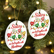 Afro Besties,Christmas,Gift For Bestie,Icon,Sentimental,Top Market - Christmas Gift For Best Friends - Personalized Names Friends Are Tied Together With Heartstrings Circle Ceramic Ornament