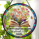 Christmas,Cozy,Reading,Gift For Yourself,Icon - A New Chapter Begins - Personalized Stained Glass Window Hanging Suncatcher