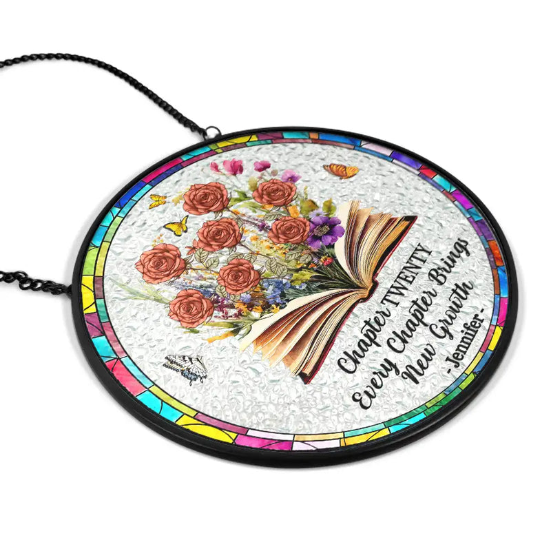 Christmas,Cozy,Reading,Gift For Yourself,Icon - A New Chapter Begins - Personalized Stained Glass Window Hanging Suncatcher