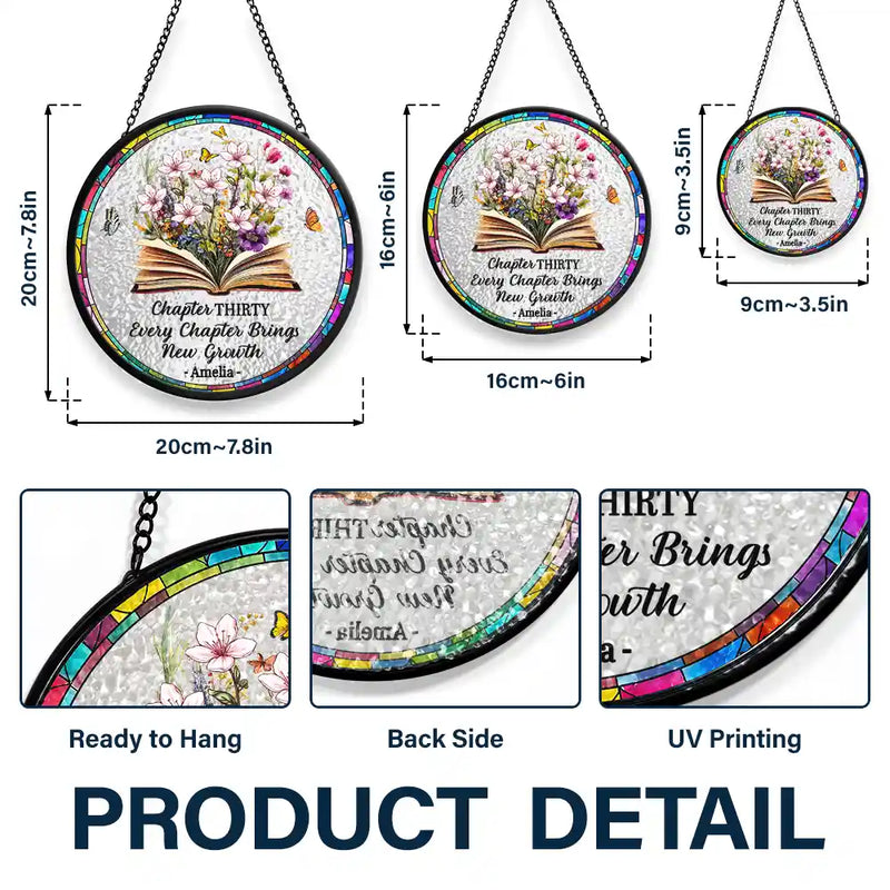 Christmas,Cozy,Reading,Gift For Yourself,Icon - A New Chapter Begins - Personalized Stained Glass Window Hanging Suncatcher