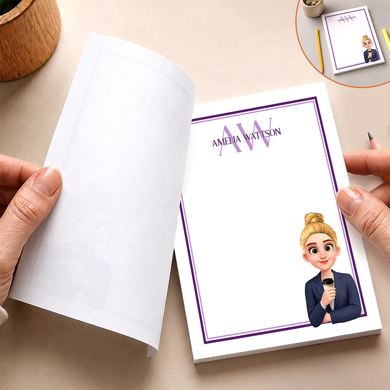 Confident,Gift For Colleagues,Vector - A Note From Colleagues With Name & Monogram - Personalized Notepad