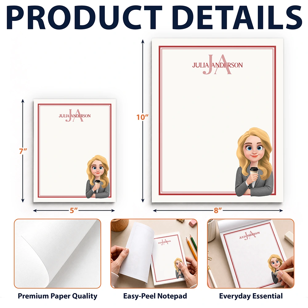 Confident,Gift For Colleagues,Vector - A Note From Colleagues With Name & Monogram - Personalized Notepad