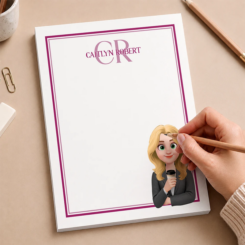 Confident,Gift For Colleagues,Vector - A Note From Colleagues With Name & Monogram - Personalized Notepad