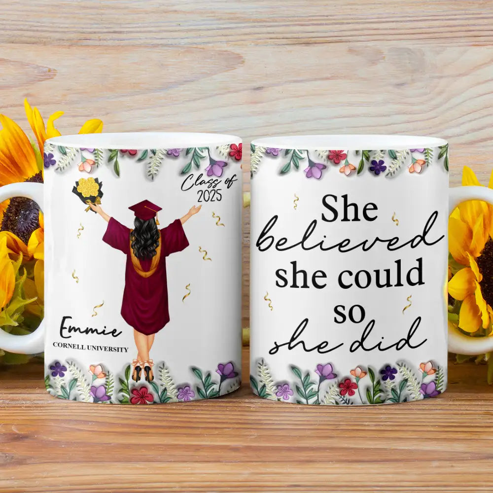 Gift For Yourself,Gift For Women,Gift For Girlfriend,Gift For Sisters,Gift For Bestie,Happy,Graduation - A Sweet Ending To A New Beginning - 3D Inflated Effect Printed Mug, Personalized White Edge-to-Edge Mug
