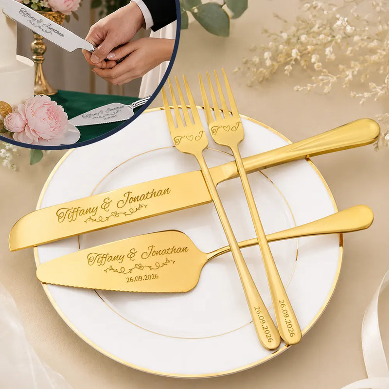 Romantic,Gift For Couples,Wedding,Custom Text - A Sweet Slice Of Forever - Personalized Cake Cutting Set