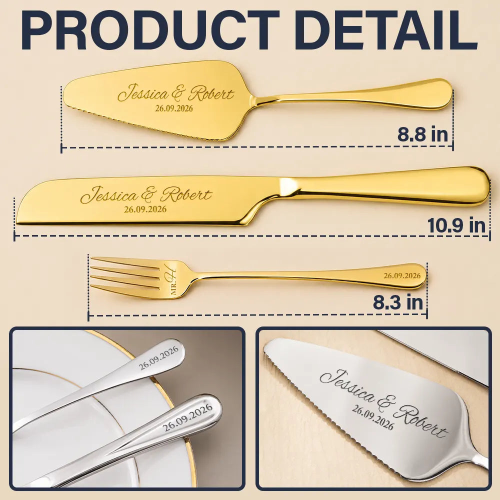 Romantic,Gift For Couples,Wedding,Custom Text - A Sweet Slice Of Forever - Personalized Cake Cutting Set