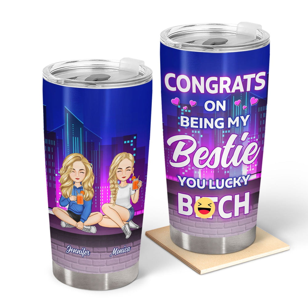 Cartoon Building Congrats On Being My Bestie - Gift For Bestie - Personalized Tumbler