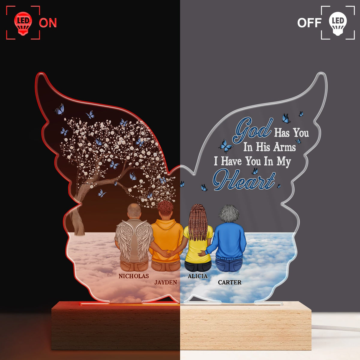 I Am Always With You - Family, Memorial Gift - Personalized 3D Led Light Wooden Base