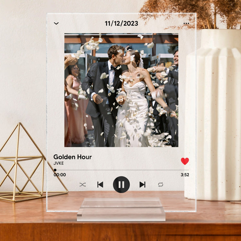 Custom Photo Couple Love Song - Gift For Couples - Personalized Vertical Rectangle Acrylic Plaque