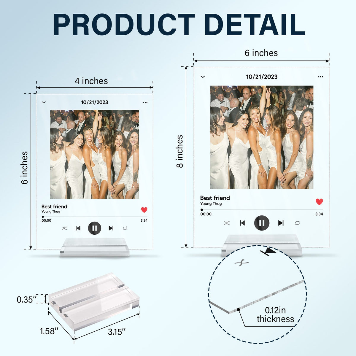Custom Photo Couple Love Song - Gift For Couples - Personalized Vertical Rectangle Acrylic Plaque