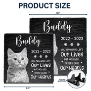 Custom Photo You Will Never Leave Our Hearts - Memorial Gift For Pet Lovers - Personalized Rectangle Memorial Garden Stone