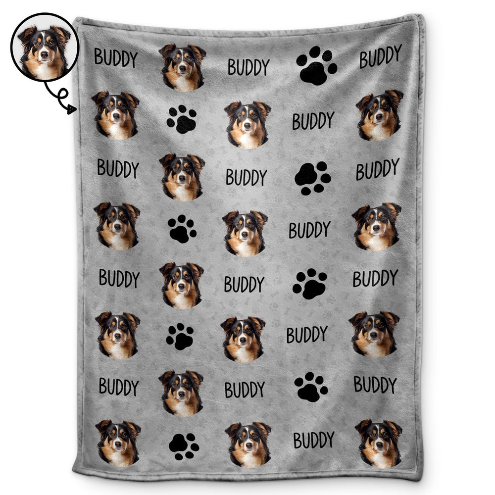 Custom Photo Pet Name Blanket - Gift For Pet Lovers - Personalized Fleece Blanket