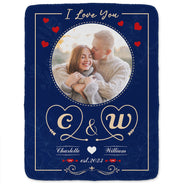 Custom Photo I Love You - Loving Gift For Couples - Personalized Fleece Blanket, Sherpa Blanket