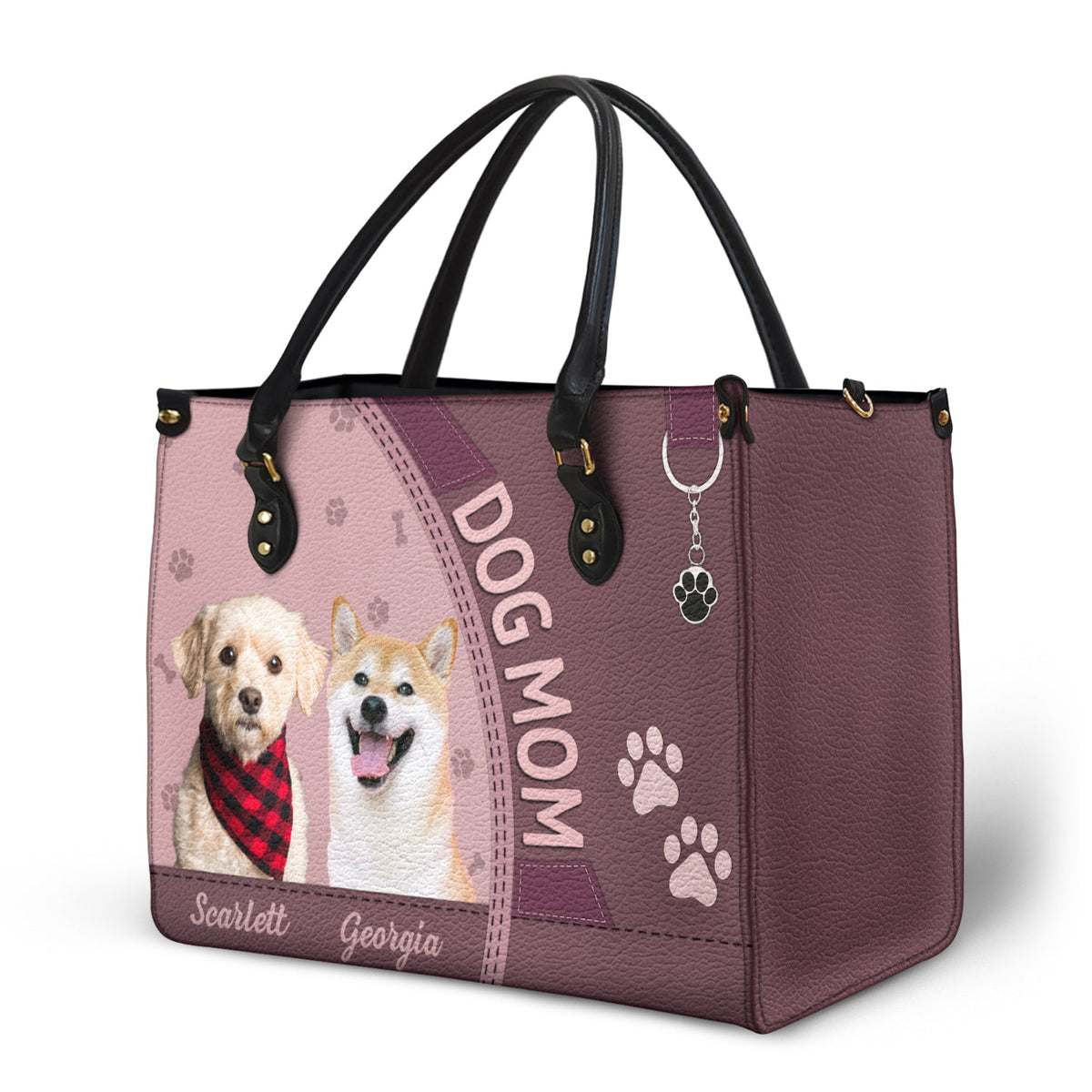 Custom Photo Dog Cat Mom - Gift For Cat Mom, Dog Mom, Pet Lovers - Personalized Leather Bag